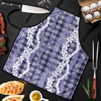 Hawaiian Ohia Lehua Lei Apron Plaid Palaka Uliuli hohonu Pattern LT9 Navy - Polynesian Pride