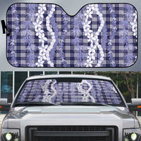 Hawaiian Ohia Lehua Lei Auto Sun Shade Plaid Palaka Uliuli hohonu Pattern LT9 Navy - Polynesian Pride