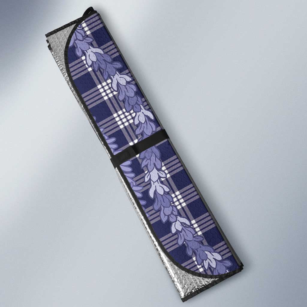 Hawaiian Ohia Lehua Lei Auto Sun Shade Plaid Palaka Uliuli hohonu Pattern LT9 - Polynesian Pride