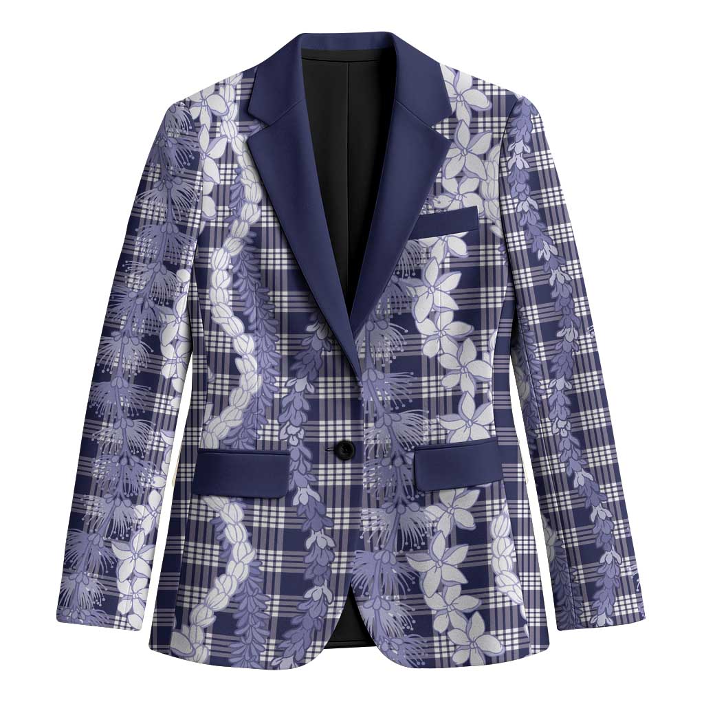 Hawaiian Ohia Lehua Lei Blazer Plaid Palaka Uliuli hohonu Pattern LT9 Unisex Navy - Polynesian Pride