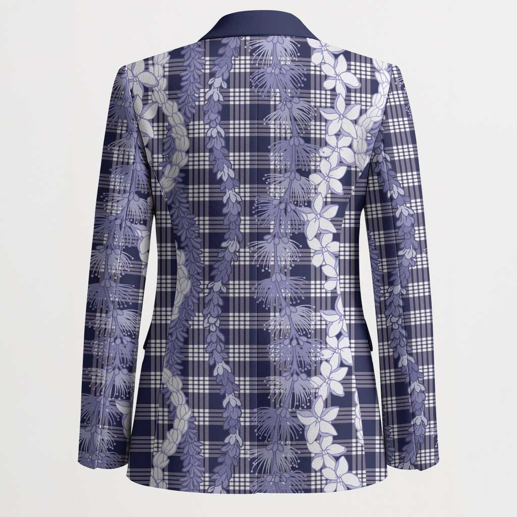 Hawaiian Ohia Lehua Lei Blazer Plaid Palaka Uliuli hohonu Pattern LT9 - Polynesian Pride