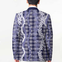 Hawaiian Ohia Lehua Lei Blazer Plaid Palaka Uliuli hohonu Pattern LT9 - Polynesian Pride