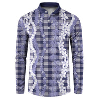 Hawaiian Ohia Lehua Lei Button Sweatshirt Plaid Palaka Uliuli hohonu Pattern LT9 Navy - Polynesian Pride