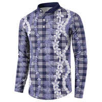 Hawaiian Ohia Lehua Lei Button Sweatshirt Plaid Palaka Uliuli hohonu Pattern LT9 - Polynesian Pride