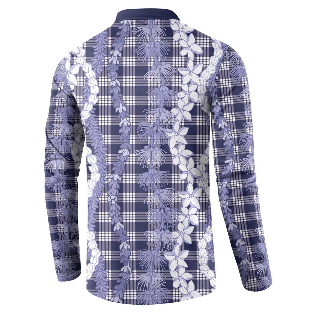 Hawaiian Ohia Lehua Lei Button Sweatshirt Plaid Palaka Uliuli hohonu Pattern LT9 - Polynesian Pride