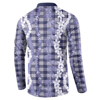 Hawaiian Ohia Lehua Lei Button Sweatshirt Plaid Palaka Uliuli hohonu Pattern LT9 - Polynesian Pride