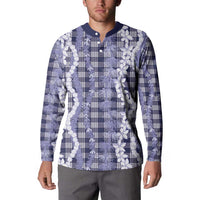 Hawaiian Ohia Lehua Lei Button Sweatshirt Plaid Palaka Uliuli hohonu Pattern LT9 - Polynesian Pride