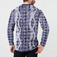 Hawaiian Ohia Lehua Lei Button Sweatshirt Plaid Palaka Uliuli hohonu Pattern LT9 - Polynesian Pride
