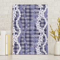 Hawaiian Ohia Lehua Lei Canvas Wall Art Plaid Palaka Uliuli hohonu Pattern LT9 Without Frame Navy - Polynesian Pride