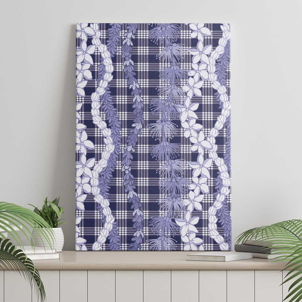 Hawaiian Ohia Lehua Lei Canvas Wall Art Plaid Palaka Uliuli hohonu Pattern LT9 - Polynesian Pride