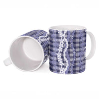 Hawaiian Ohia Lehua Lei Ceramic Mug Plaid Palaka Uliuli hohonu Pattern LT9 - Polynesian Pride