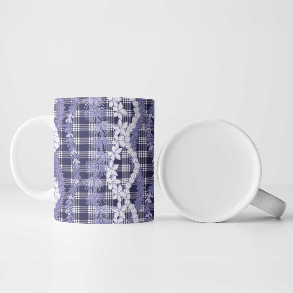 Hawaiian Ohia Lehua Lei Ceramic Mug Plaid Palaka Uliuli hohonu Pattern LT9 - Polynesian Pride