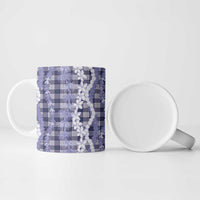 Hawaiian Ohia Lehua Lei Ceramic Mug Plaid Palaka Uliuli hohonu Pattern LT9 - Polynesian Pride