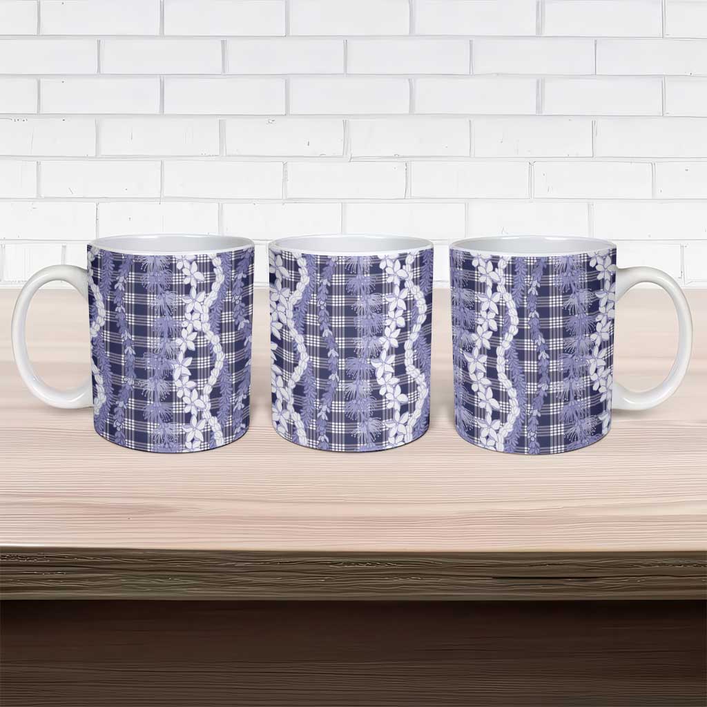 Hawaiian Ohia Lehua Lei Ceramic Mug Plaid Palaka Uliuli hohonu Pattern LT9 - Polynesian Pride