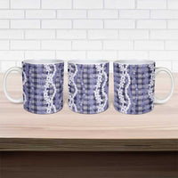 Hawaiian Ohia Lehua Lei Ceramic Mug Plaid Palaka Uliuli hohonu Pattern LT9 - Polynesian Pride