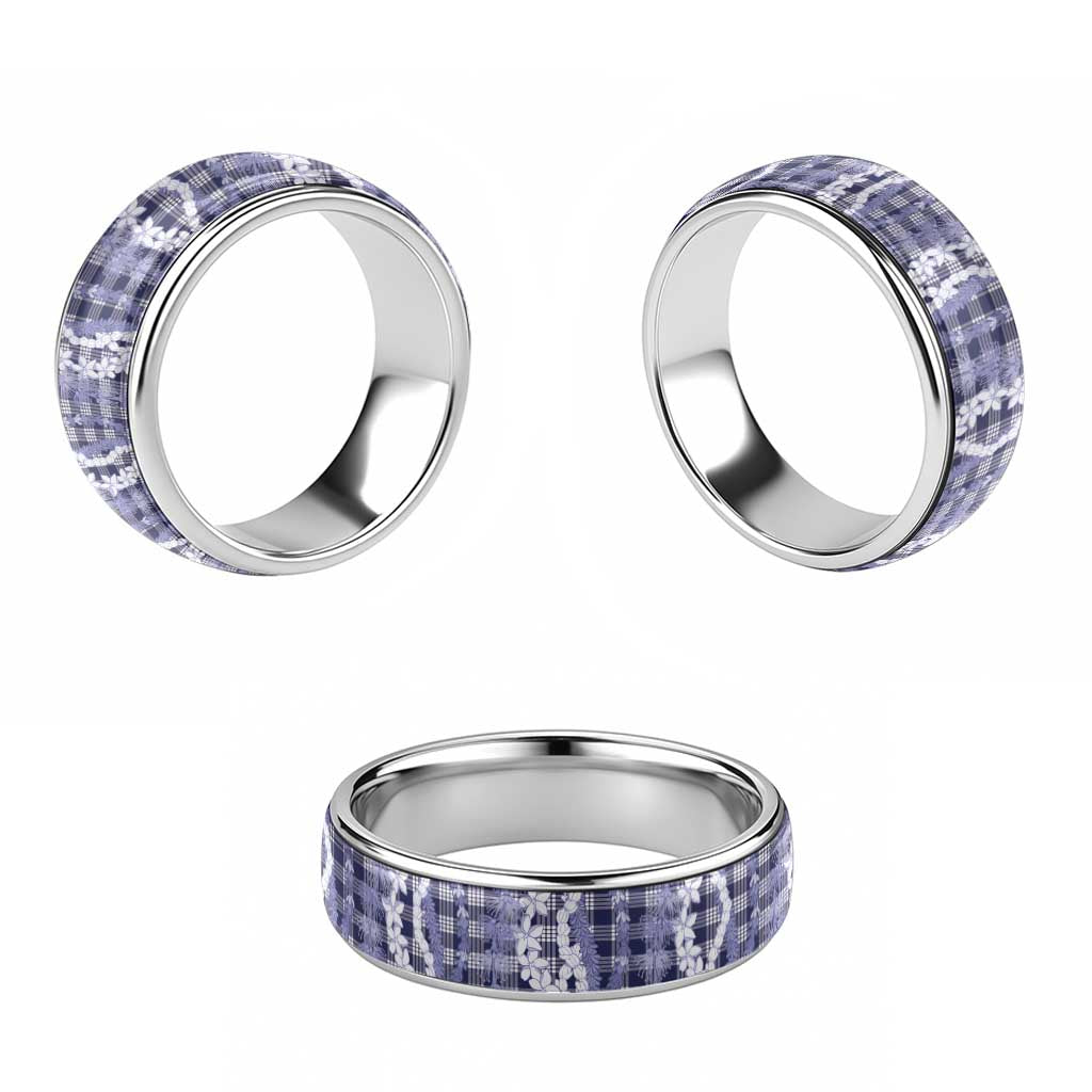 Hawaiian Ohia Lehua Lei Classic Ring Plaid Palaka Uliuli hohonu Pattern LT9 - Polynesian Pride