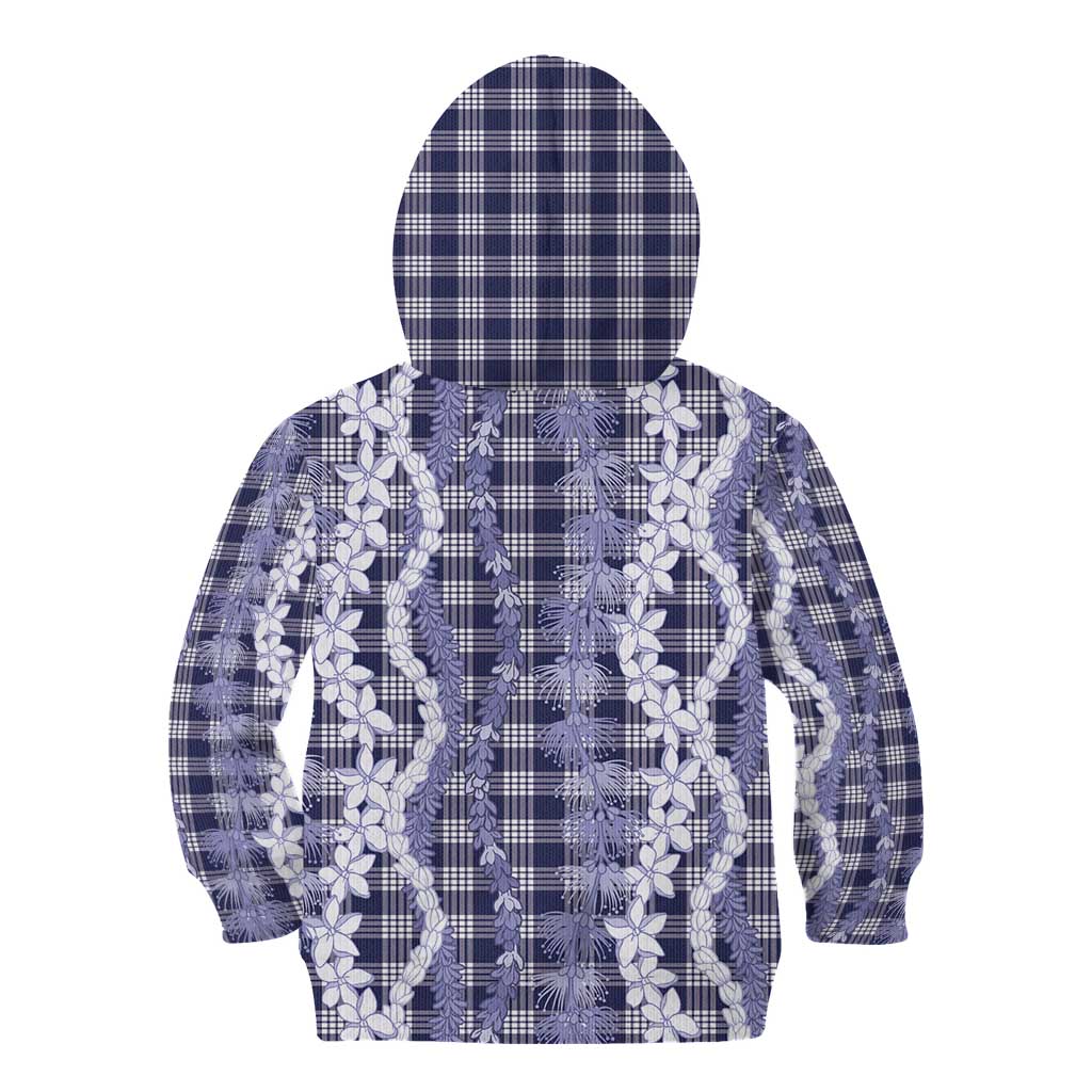 Hawaiian Ohia Lehua Lei Kid Hoodie Plaid Palaka Uliuli hohonu Pattern LT9 - Polynesian Pride