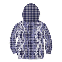 Hawaiian Ohia Lehua Lei Kid Hoodie Plaid Palaka Uliuli hohonu Pattern LT9 - Polynesian Pride