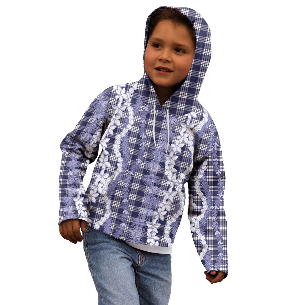 Hawaiian Ohia Lehua Lei Kid Hoodie Plaid Palaka Uliuli hohonu Pattern LT9 - Polynesian Pride