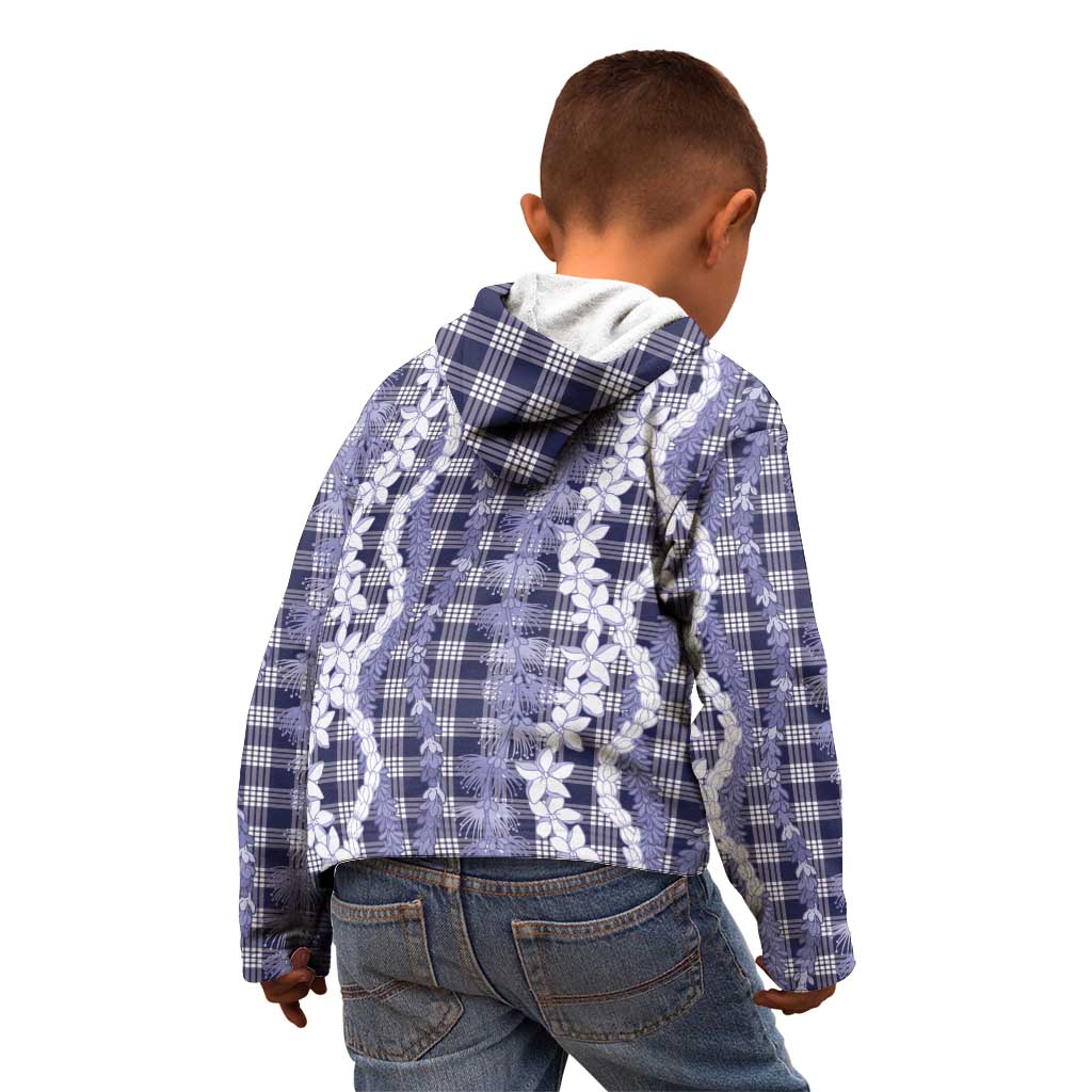 Hawaiian Ohia Lehua Lei Kid Hoodie Plaid Palaka Uliuli hohonu Pattern LT9 - Polynesian Pride