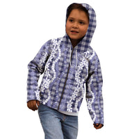 Hawaiian Ohia Lehua Lei Kid Hoodie Plaid Palaka Uliuli hohonu Pattern LT9 - Polynesian Pride