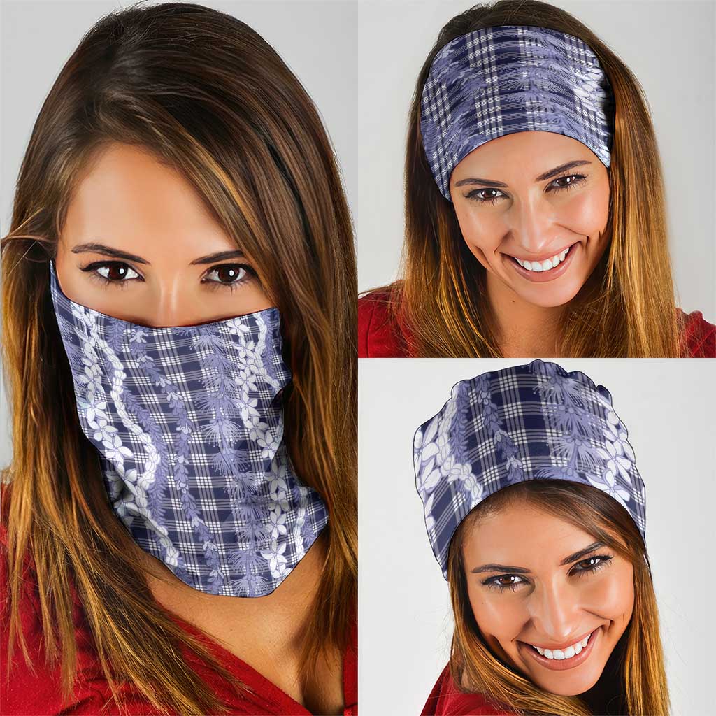 Hawaiian Ohia Lehua Lei Neck Gaiter Plaid Palaka Uliuli hohonu Pattern LT9 - Polynesian Pride