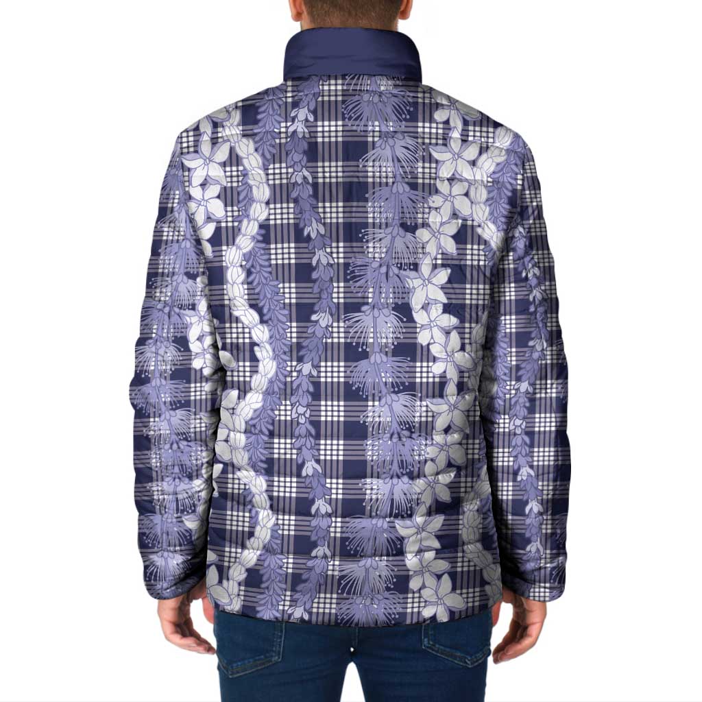 Hawaiian Ohia Lehua Lei Padded Jacket Plaid Palaka Uliuli hohonu Pattern LT9 - Polynesian Pride