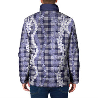 Hawaiian Ohia Lehua Lei Padded Jacket Plaid Palaka Uliuli hohonu Pattern LT9 - Polynesian Pride