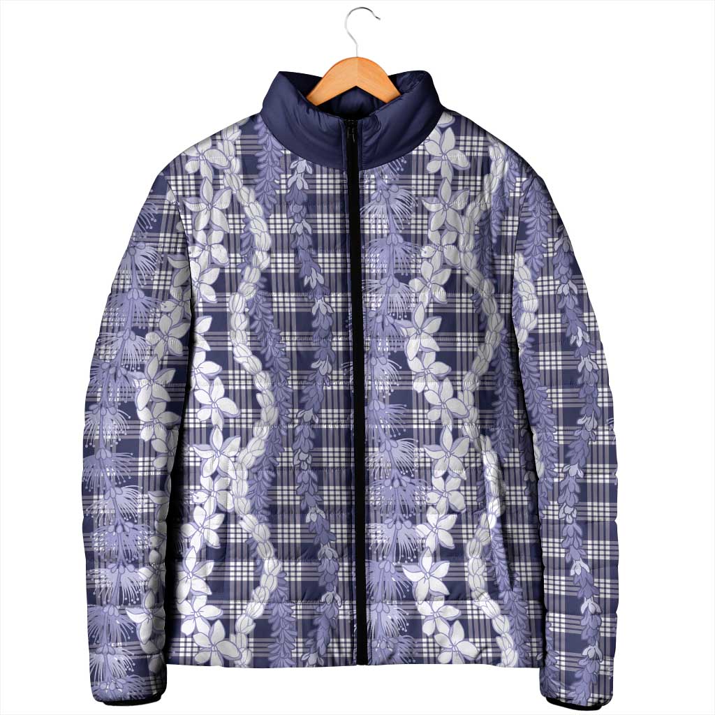 Hawaiian Ohia Lehua Lei Padded Jacket Plaid Palaka Uliuli hohonu Pattern LT9 - Polynesian Pride