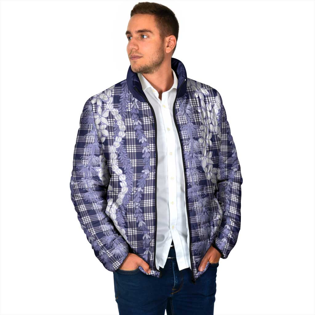Hawaiian Ohia Lehua Lei Padded Jacket Plaid Palaka Uliuli hohonu Pattern LT9 - Polynesian Pride