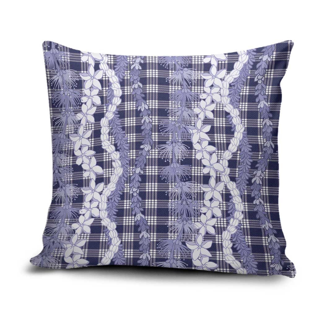 Hawaiian Ohia Lehua Lei Pillow Cover Plaid Palaka Uliuli hohonu Pattern LT9 Navy - Polynesian Pride