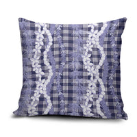 Hawaiian Ohia Lehua Lei Pillow Cover Plaid Palaka Uliuli hohonu Pattern LT9 Navy - Polynesian Pride