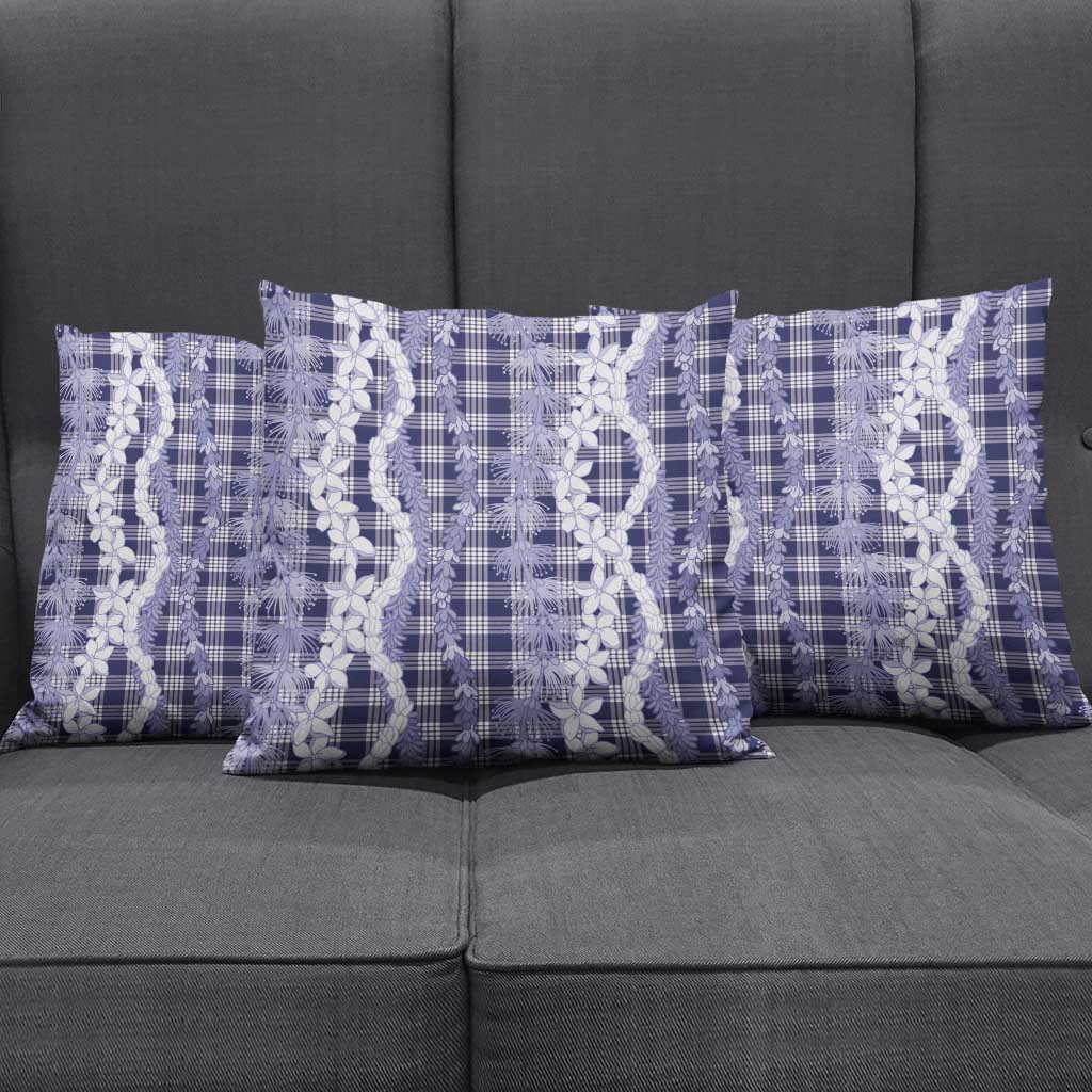 Hawaiian Ohia Lehua Lei Pillow Cover Plaid Palaka Uliuli hohonu Pattern LT9 - Polynesian Pride