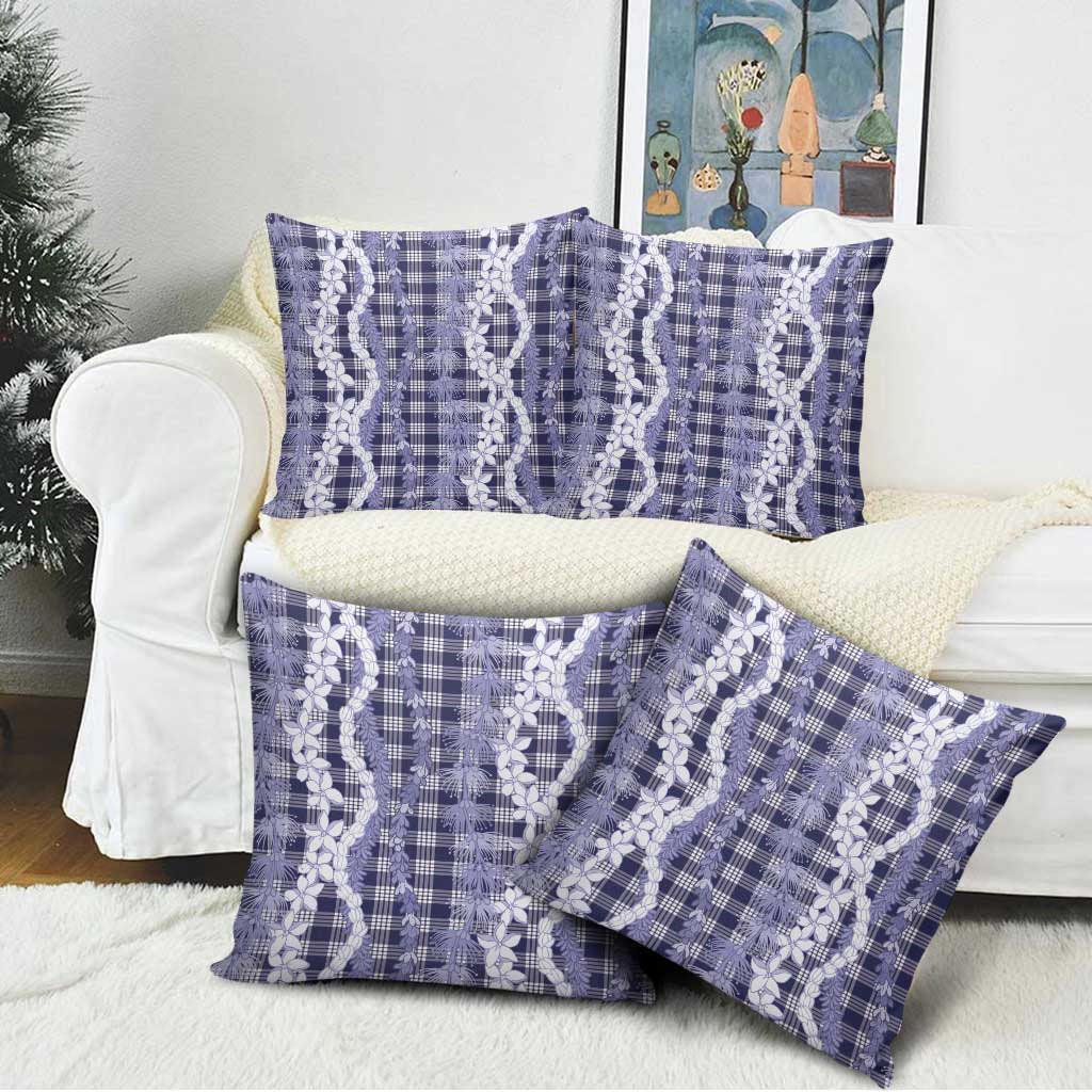 Hawaiian Ohia Lehua Lei Pillow Cover Plaid Palaka Uliuli hohonu Pattern LT9 - Polynesian Pride