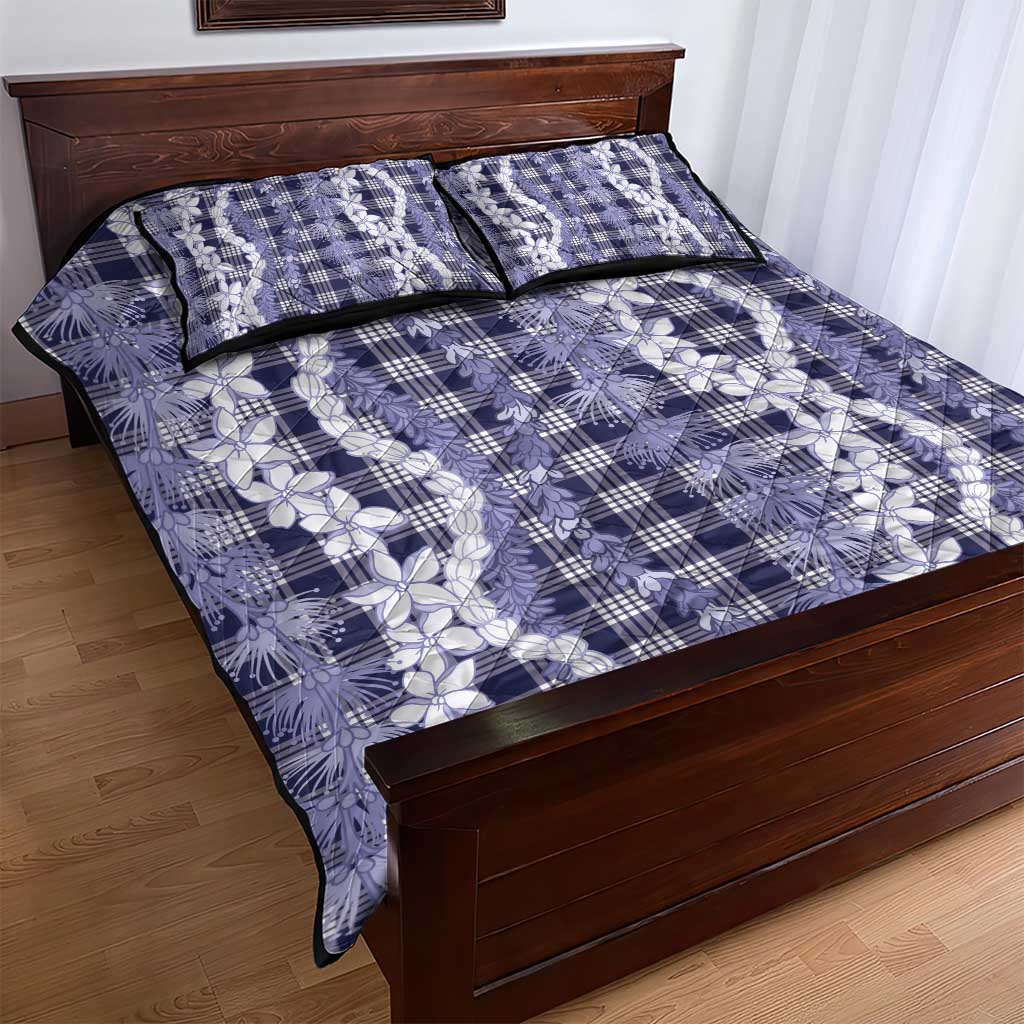 Hawaiian Ohia Lehua Lei Quilt Bed Set Plaid Palaka Uliuli hohonu Pattern LT9 - Polynesian Pride