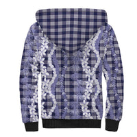 Hawaiian Ohia Lehua Lei Sherpa Hoodie Plaid Palaka Uliuli hohonu Pattern LT9 - Polynesian Pride