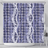 Hawaiian Ohia Lehua Lei Shower Curtain Plaid Palaka Uliuli hohonu Pattern LT9 - Polynesian Pride