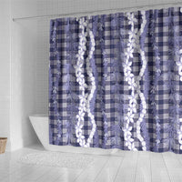 Hawaiian Ohia Lehua Lei Shower Curtain Plaid Palaka Uliuli hohonu Pattern LT9 - Polynesian Pride
