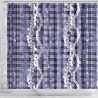 Hawaiian Ohia Lehua Lei Shower Curtain Plaid Palaka Uliuli hohonu Pattern LT9 - Polynesian Pride