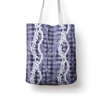 Hawaiian Ohia Lehua Lei Tote Bag Plaid Palaka Uliuli hohonu Pattern LT9 - Polynesian Pride