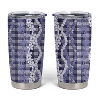 Hawaiian Ohia Lehua Lei Tumbler Cup Plaid Palaka Uliuli hohonu Pattern LT9 Navy - Polynesian Pride