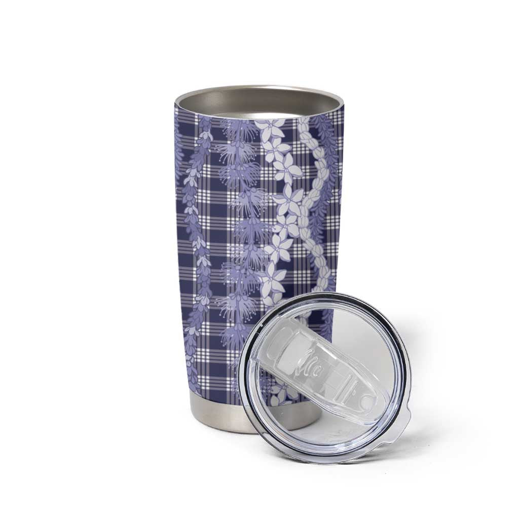 Hawaiian Ohia Lehua Lei Tumbler Cup Plaid Palaka Uliuli hohonu Pattern LT9 - Polynesian Pride