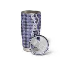 Hawaiian Ohia Lehua Lei Tumbler Cup Plaid Palaka Uliuli hohonu Pattern LT9 - Polynesian Pride