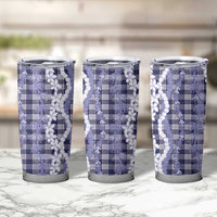 Hawaiian Ohia Lehua Lei Tumbler Cup Plaid Palaka Uliuli hohonu Pattern LT9 - Polynesian Pride