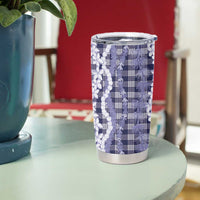 Hawaiian Ohia Lehua Lei Tumbler Cup Plaid Palaka Uliuli hohonu Pattern LT9 - Polynesian Pride