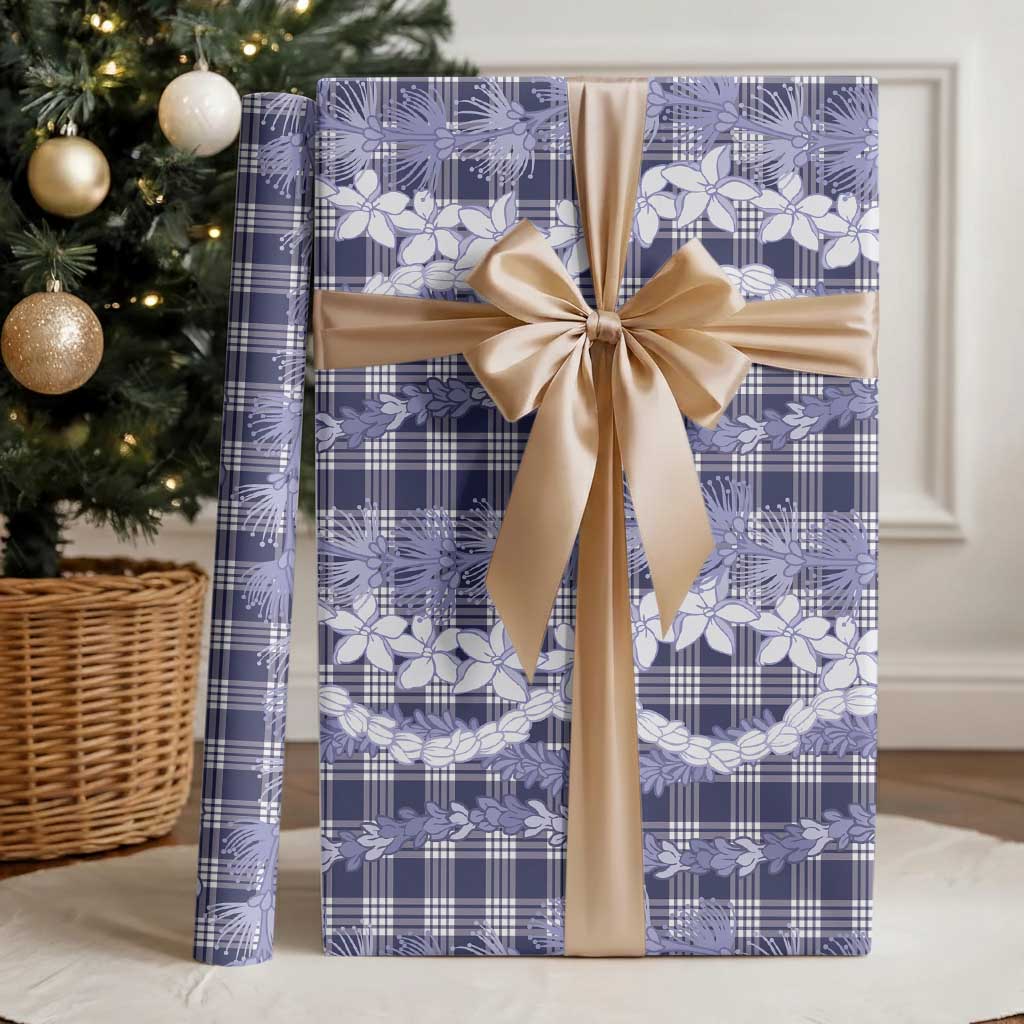 Hawaiian Ohia Lehua Lei Wrapping Paper Plaid Palaka Uliuli hohonu Pattern LT9 - Polynesian Pride