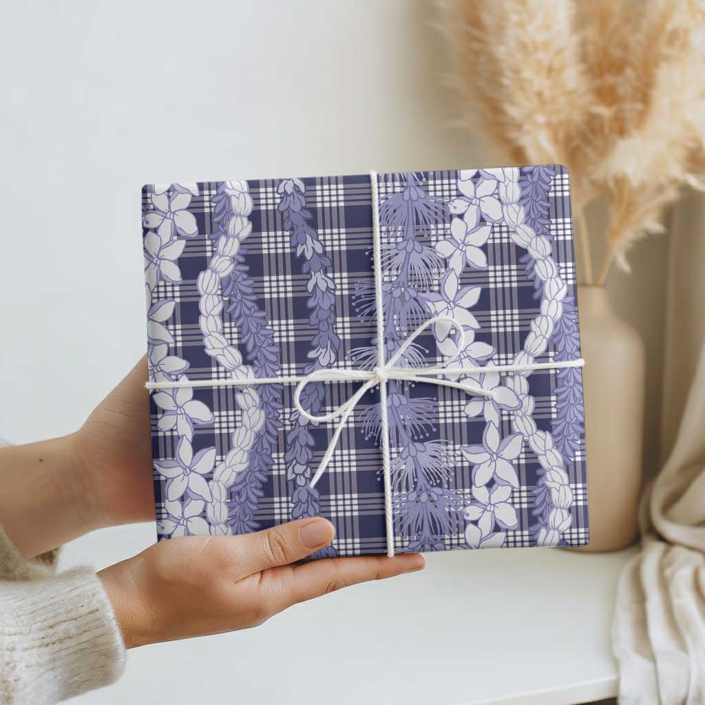 Hawaiian Ohia Lehua Lei Wrapping Paper Plaid Palaka Uliuli hohonu Pattern LT9 - Polynesian Pride