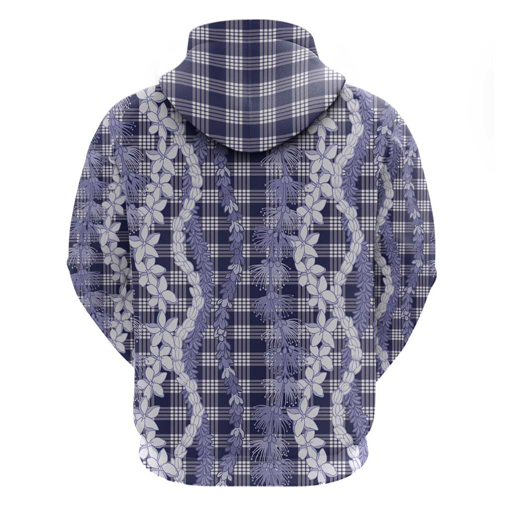 Hawaiian Ohia Lehua Lei Zip Hoodie Plaid Palaka Uliuli hohonu Pattern LT9 - Polynesian Pride