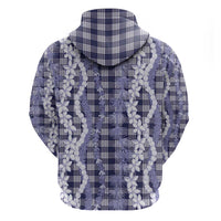 Hawaiian Ohia Lehua Lei Zip Hoodie Plaid Palaka Uliuli hohonu Pattern LT9 - Polynesian Pride