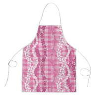 Hawaiian Ohia Lehua Lei Apron Plaid Palaka Akala Pattern LT9 Pink - Polynesian Pride